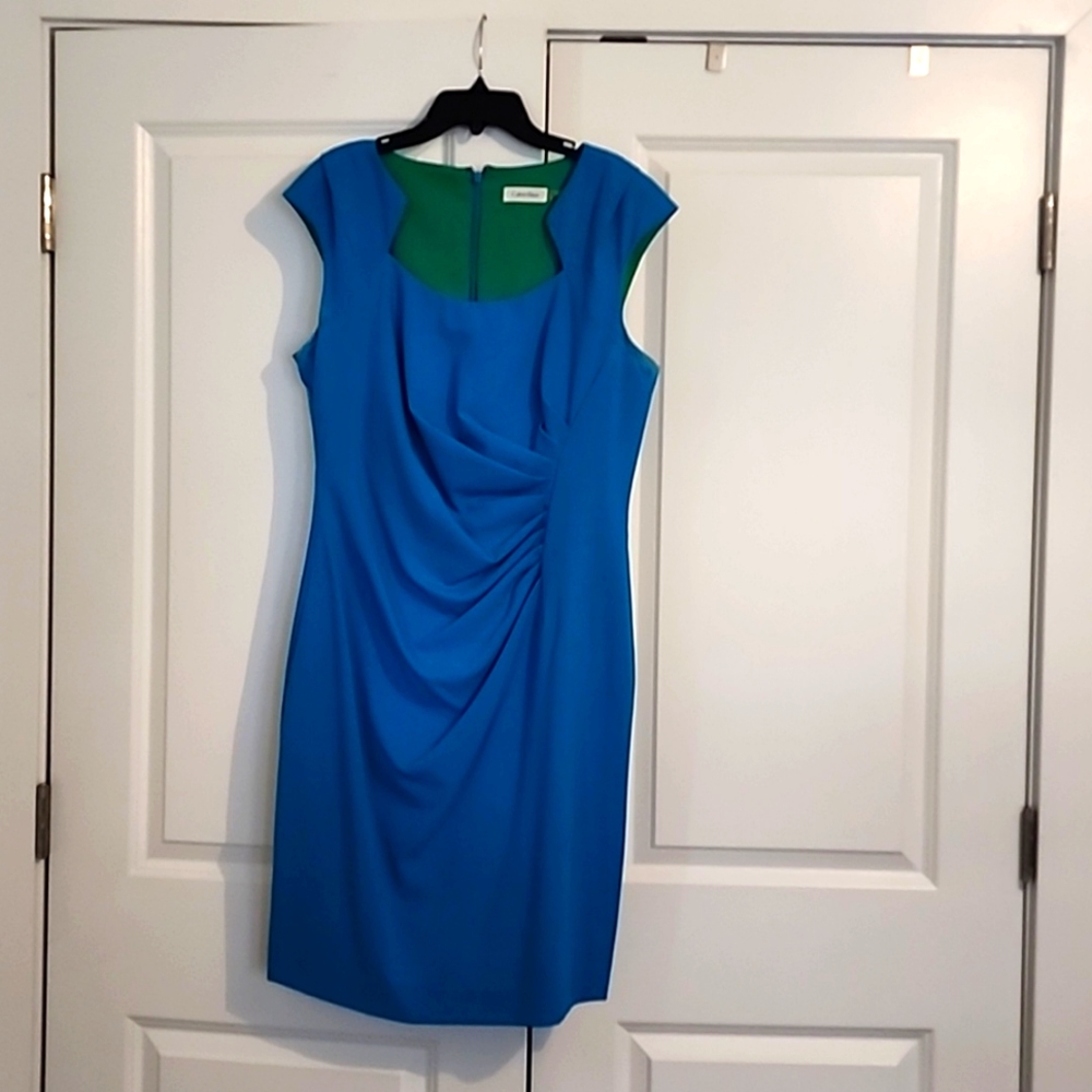 Bright blue Calvin Klein size 12 mid-length sheath dress